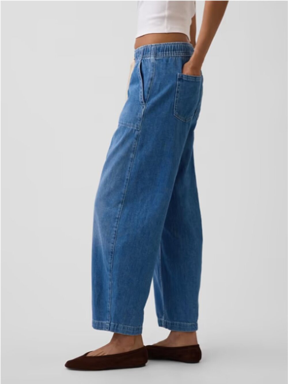 NWT GAP High Rise Easy Barrel Jeans - Elastic waist - Picture 3 of 9
